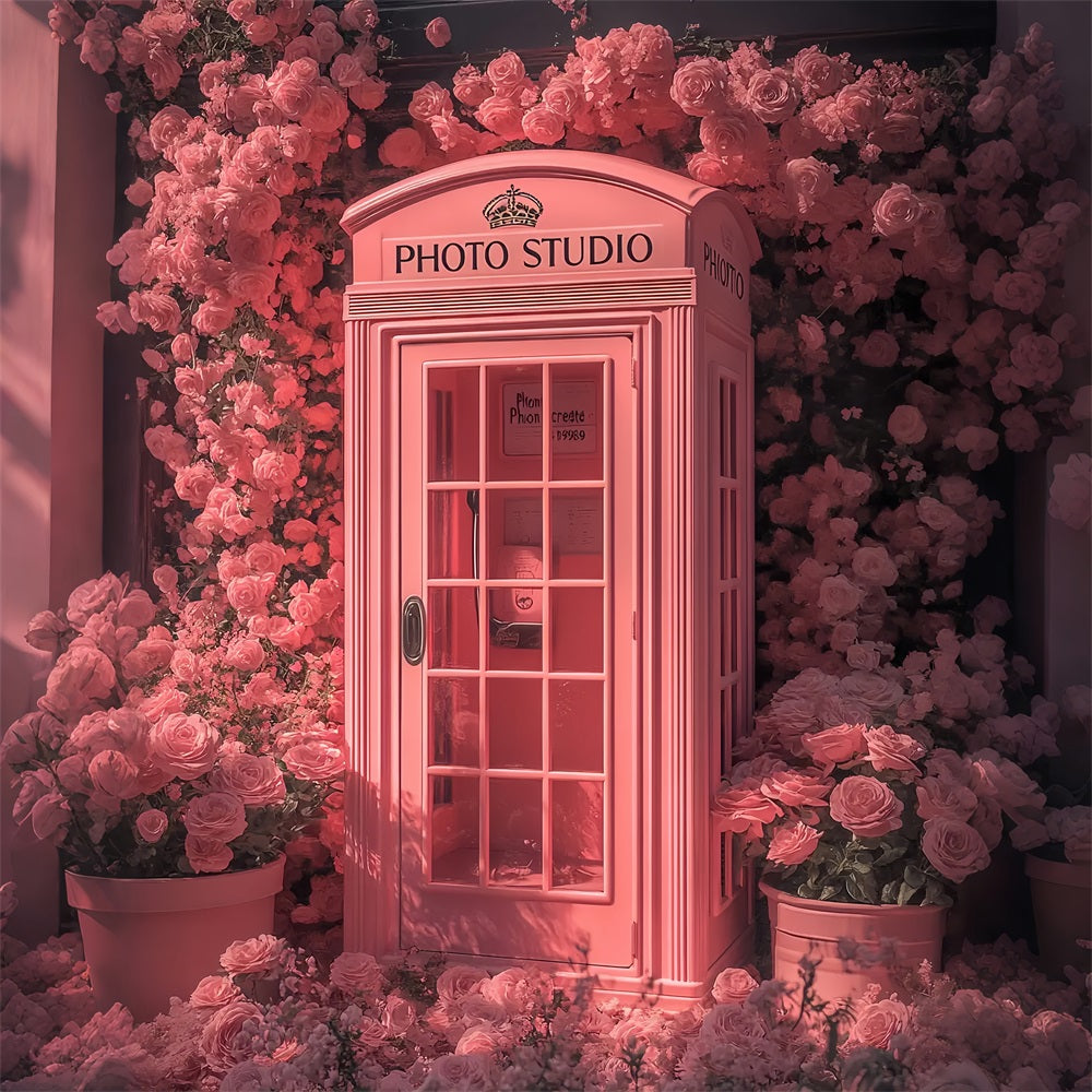 Valentines Photo Booth Backdrop Pink Telephone Floral Backdrop BRP12-205
