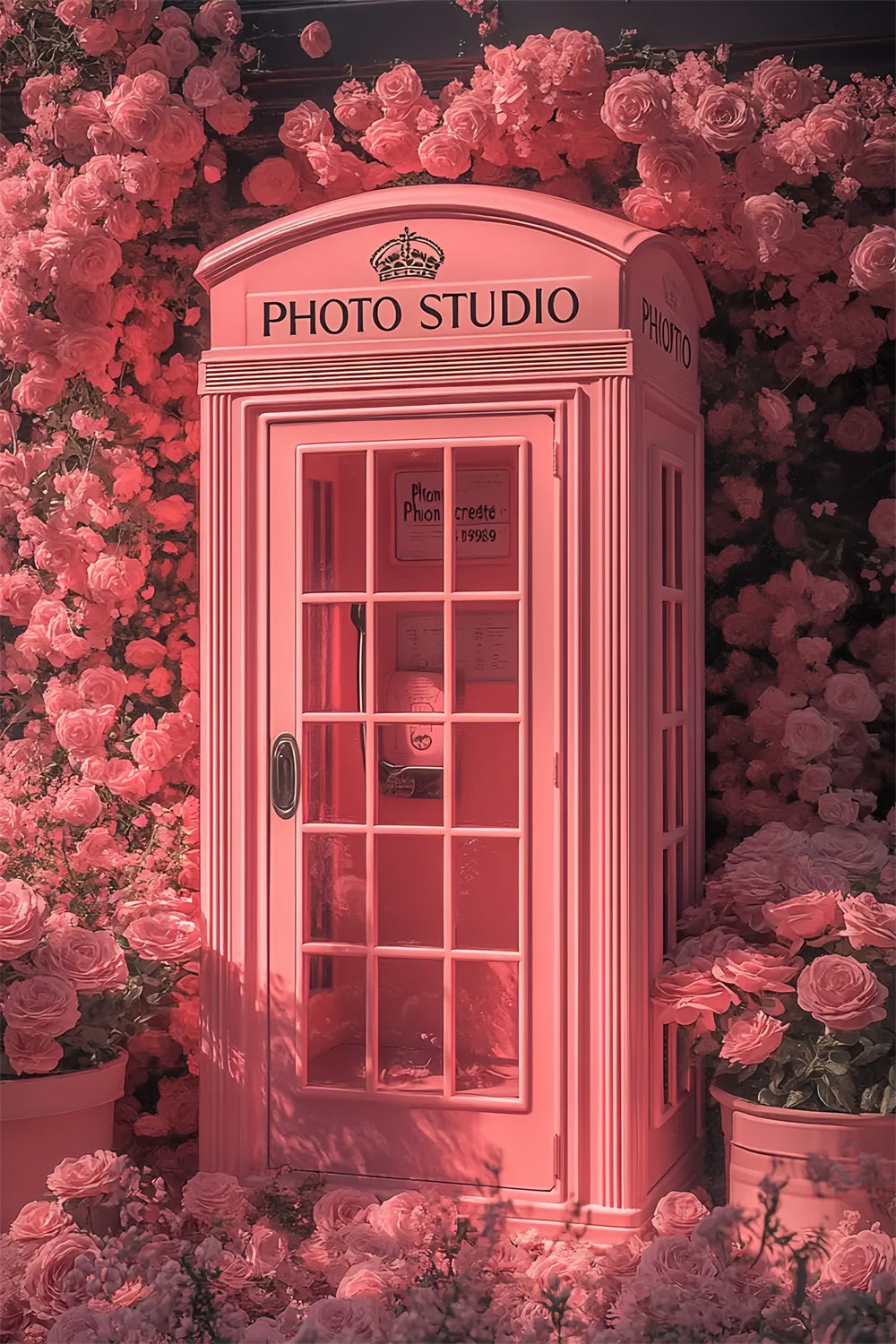 Valentines Photo Booth Backdrop Pink Telephone Floral Backdrop BRP12-205