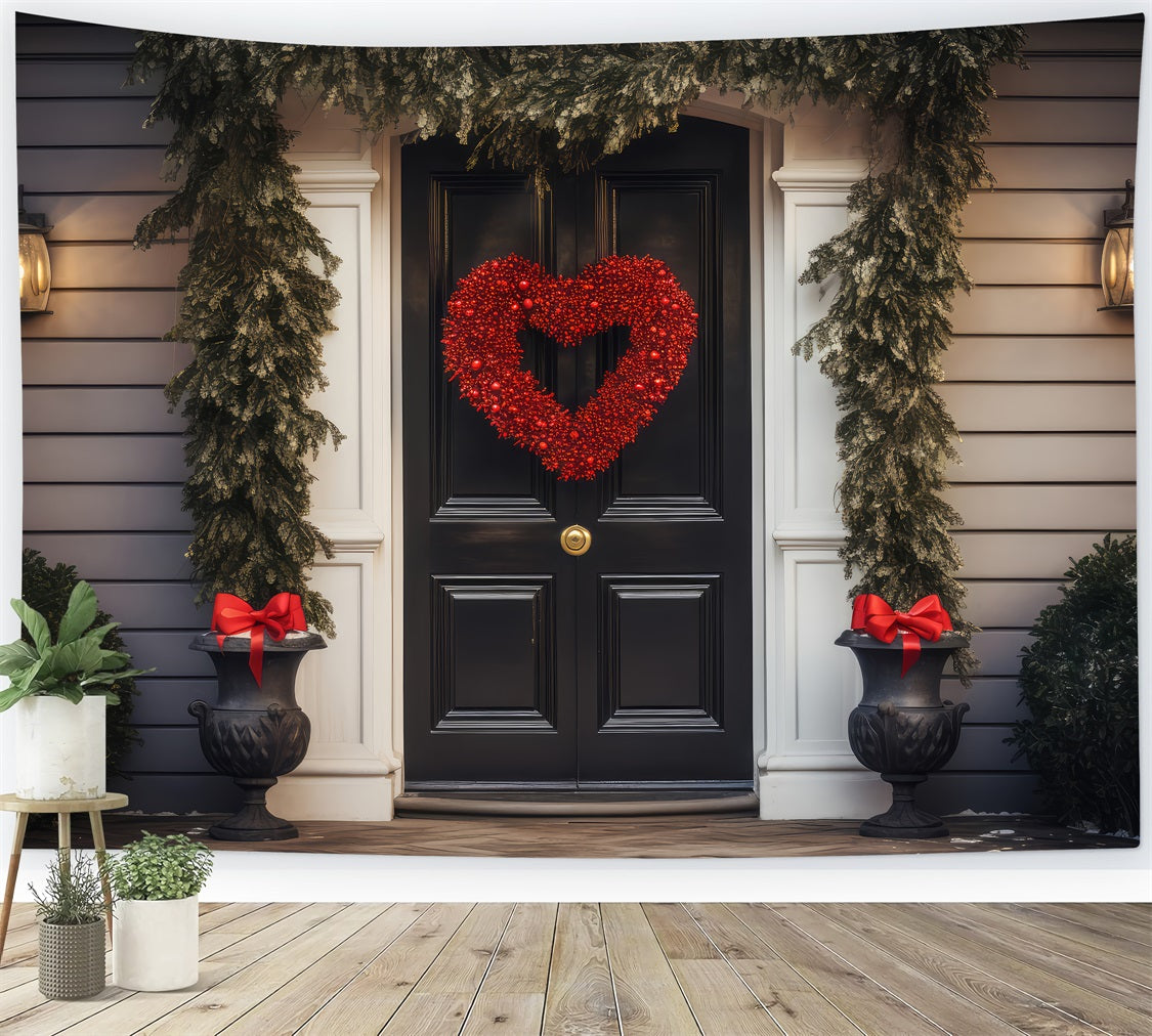 Valentines Backdrops Graceful Red Heart Wreath Doorway Backdrop BRP12-212