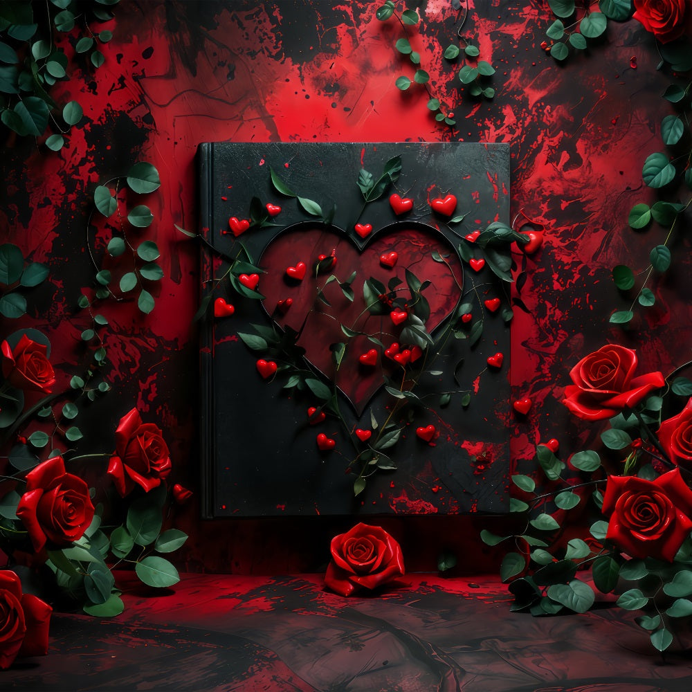 Valentine Backdrops Photography Rose Frame Romantic Heart Backdrop BRP12-216