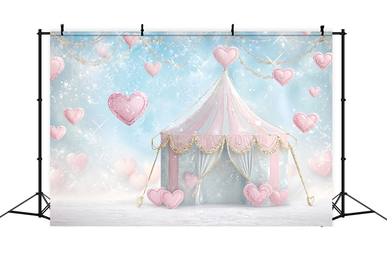 Valentine Backdrops Photography Pink Tent Glitter Heart Backdrop BRP12-244