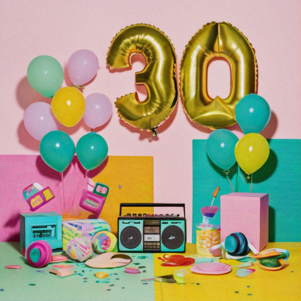 Backdrop Birthday Stylish Pastel Balloon 30th Party Backdrop BRP12-279