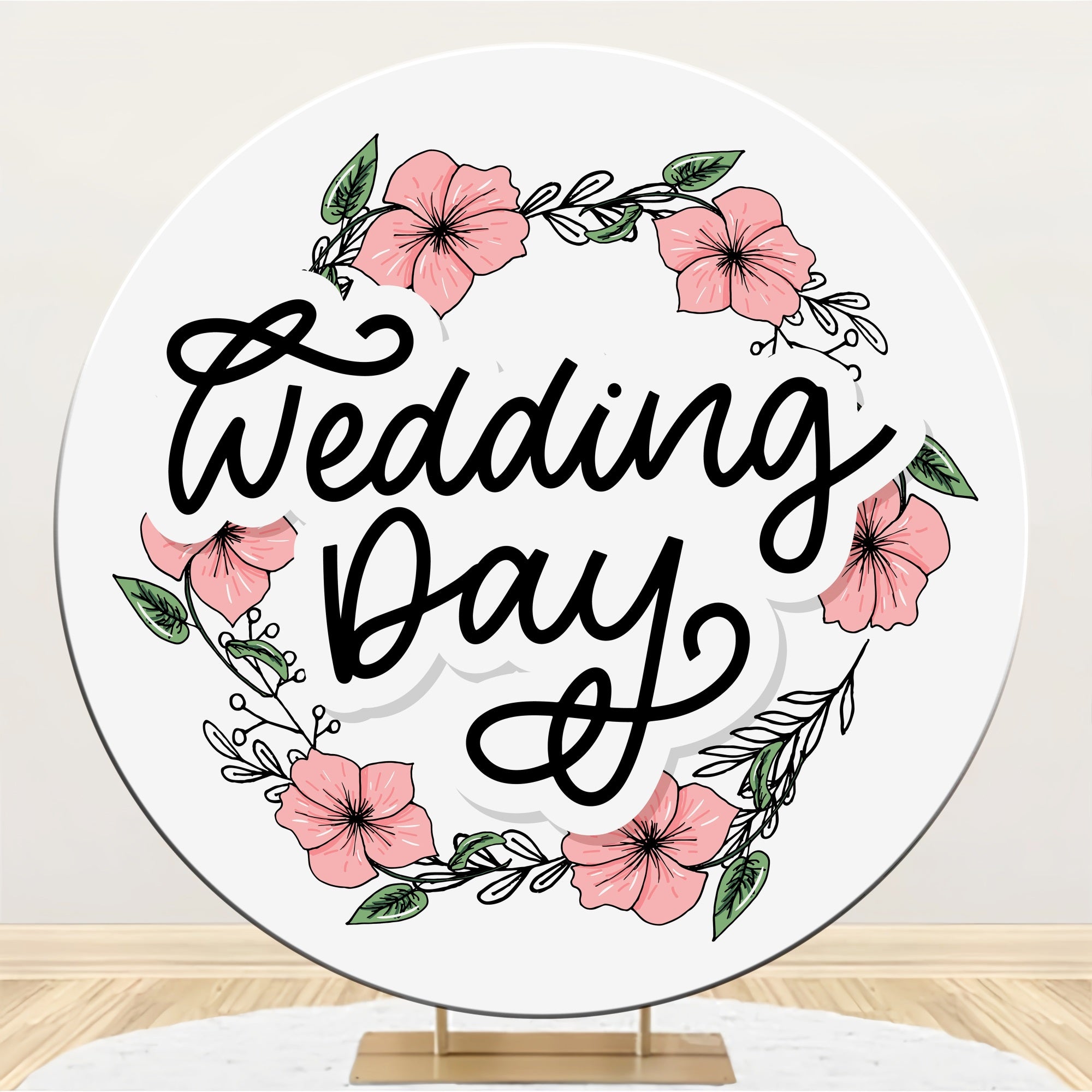 Custom Wedding Backdrop Classic Hand Painted Floral Round Backdrop BRP12-333