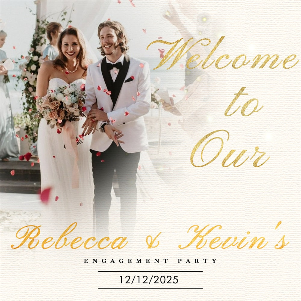 Wedding Ceremony Backdrop Modern Golden Script Custom Backdrop BRP12-339
