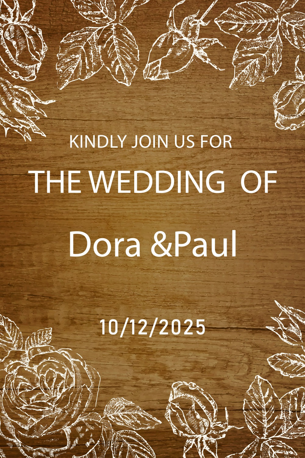 Custom Wedding Photo Backdrop Rustic Wooden Floral Backdrop BRP12-341