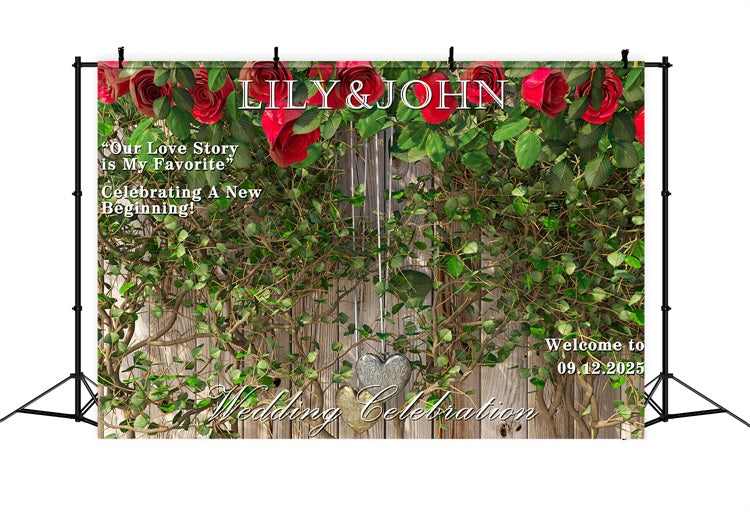 Backdrop Weddings Greenery Ivy Wooden Wall Custom Backdrop BRP12-348