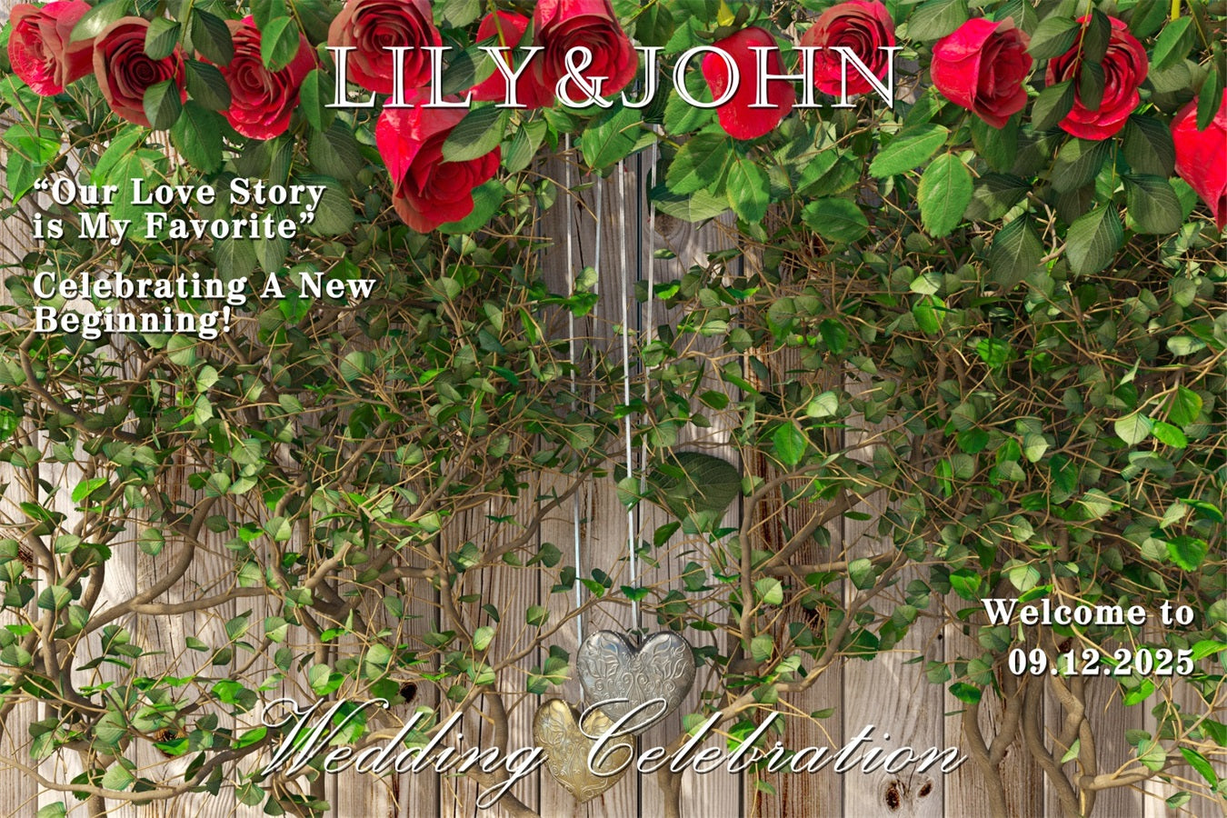 Backdrop Weddings Greenery Ivy Wooden Wall Custom Backdrop BRP12-348