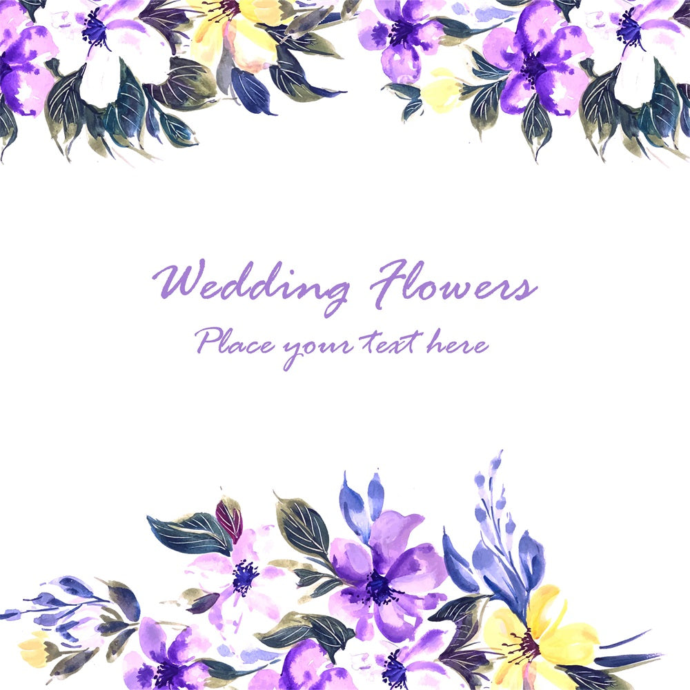 Custom Wedding Photo Booth Backdrop Purple Floral Watercolor Backdrop BRP12-357