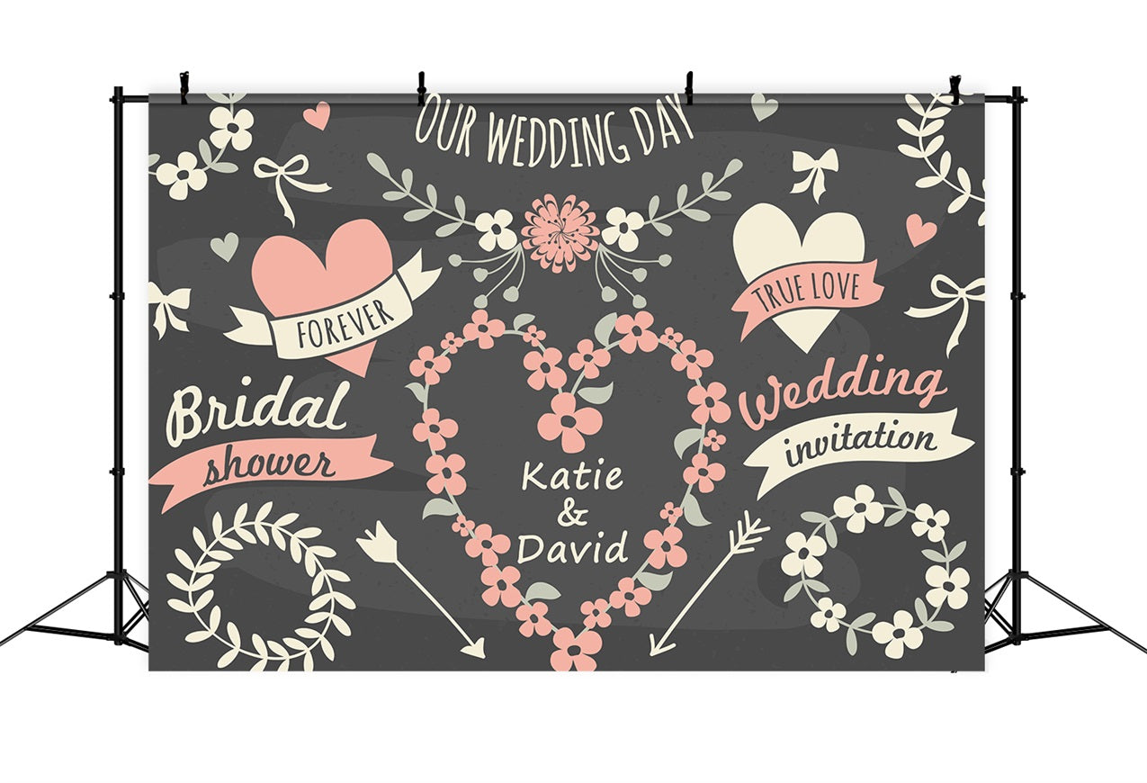 Custom Backdrop For Wedding Day Floral Heart Backdrop BRP12-359