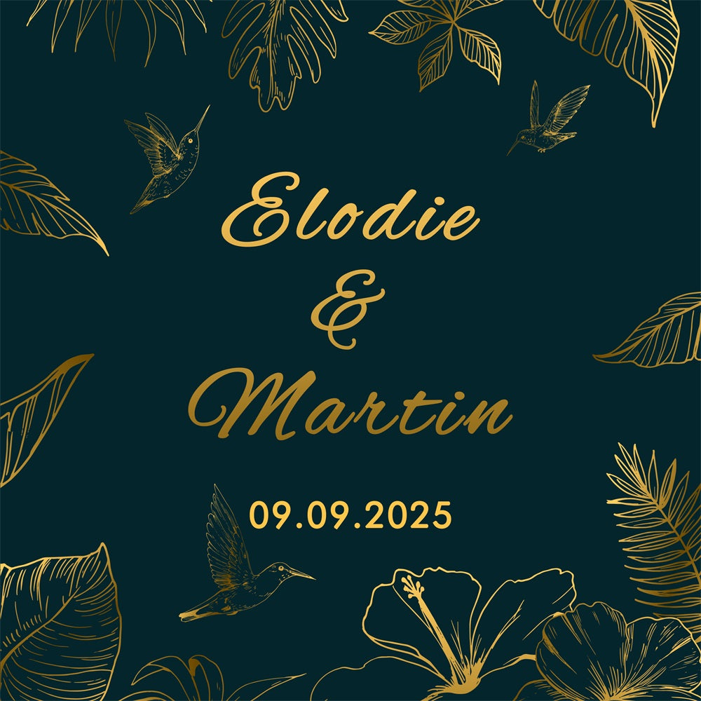 Personalized Wedding Backdrops Green Gold Nature Backdrop BRP12-363