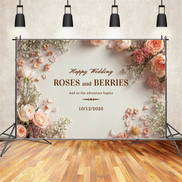 Custom Backdrops For Weddings Floral Soft Pink Backdrop BRP12-366