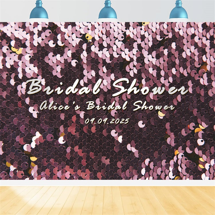Customized Wedding Backdrops Glittering Pink Sequin Bridal Shower Backdrop BRP12-367