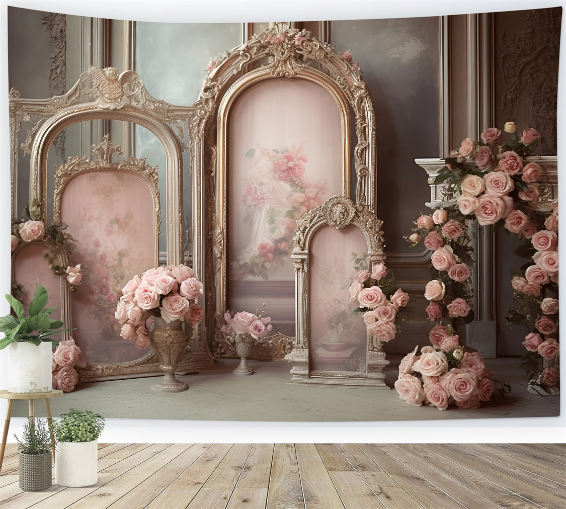 Maternity Photo Backdrops Vintage Frame Roses Decor Backdrop BRP12-37