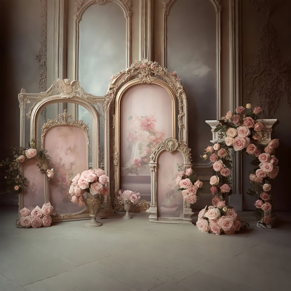 Maternity Photo Backdrops Vintage Frame Roses Decor Backdrop BRP12-37