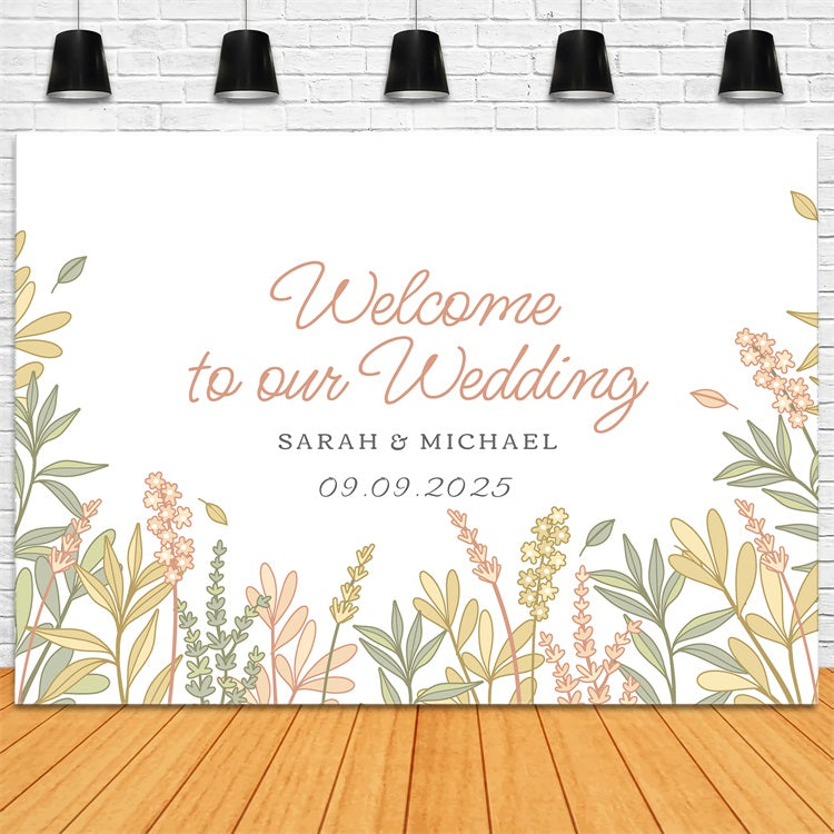 Personalized Wedding Backdrops Spring Theme Welcome Backdrop BRP12-373