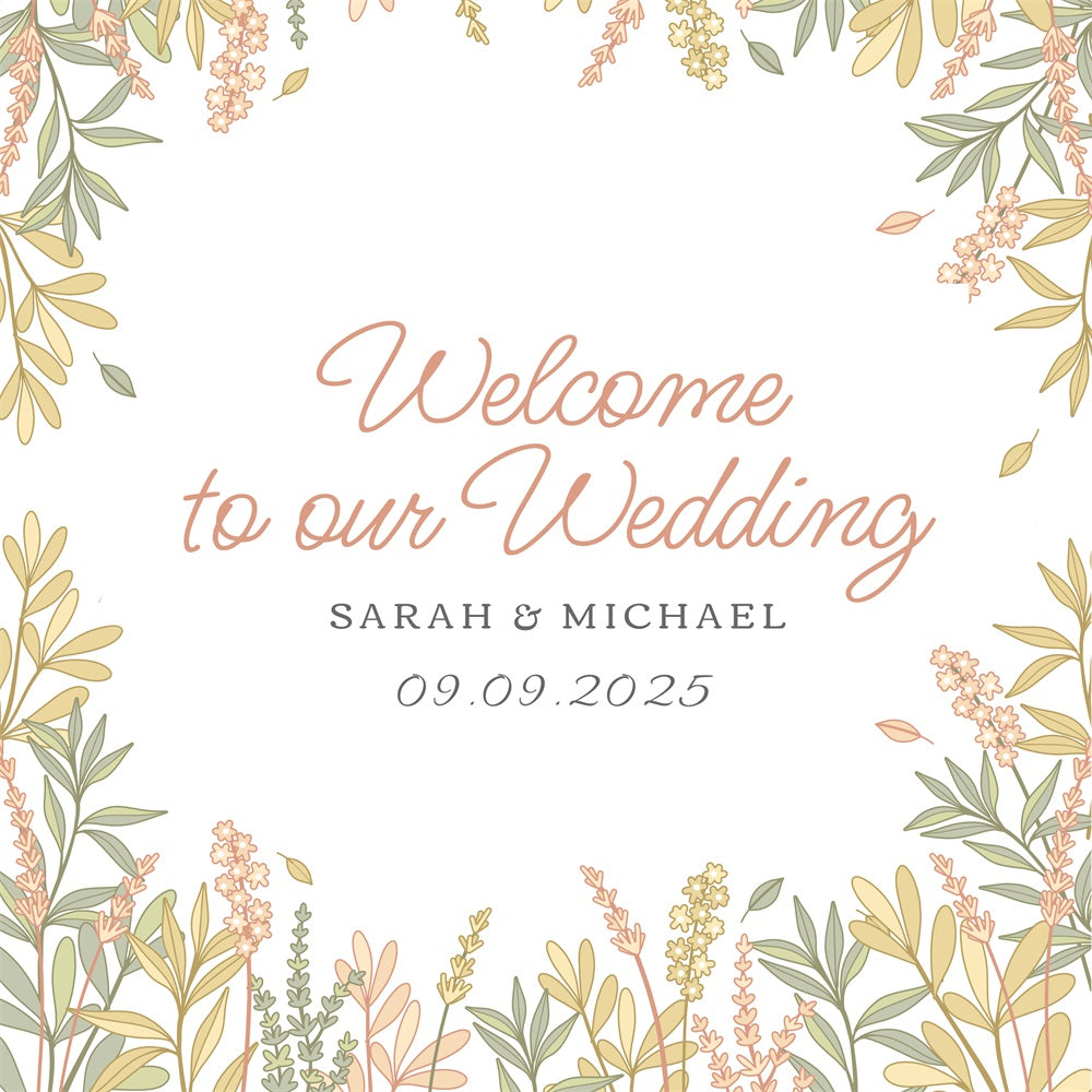 Personalized Wedding Backdrops Spring Theme Welcome Backdrop BRP12-373