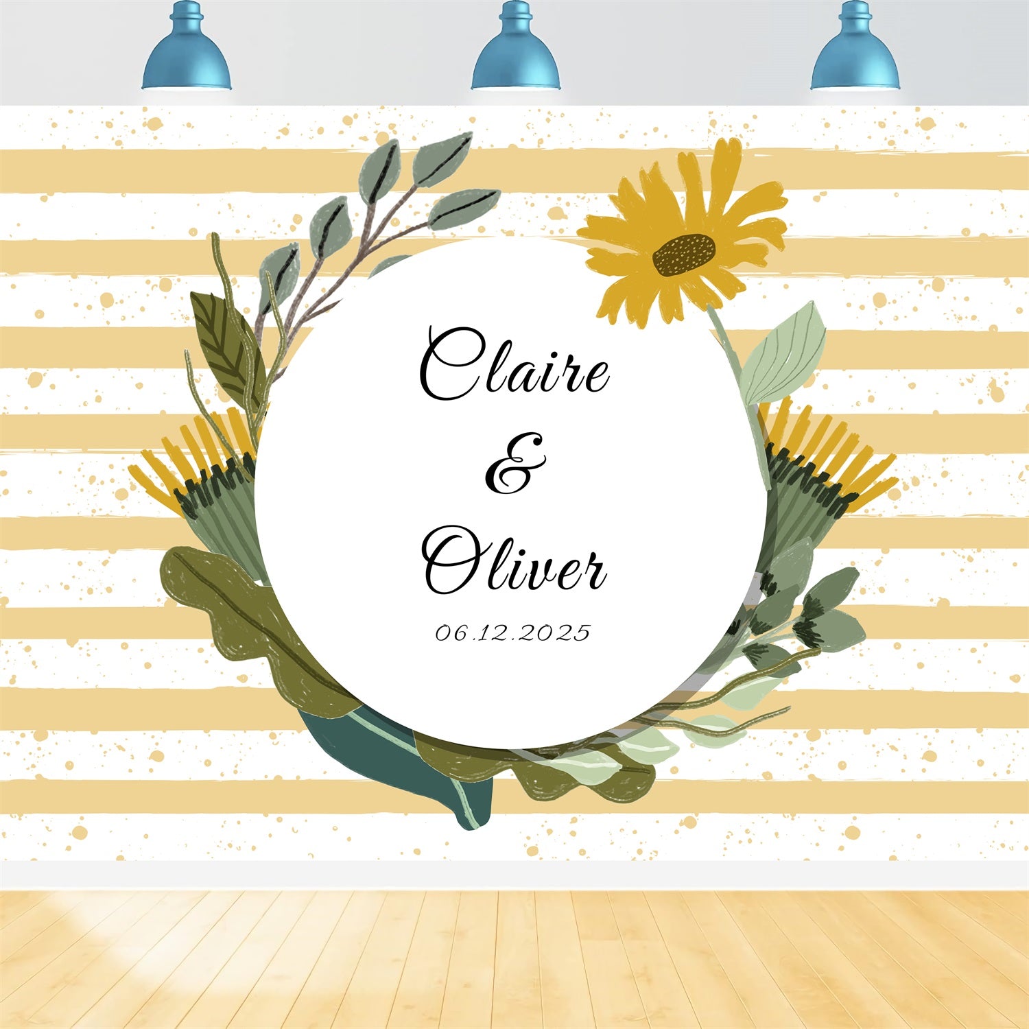 Backdrop Wedding Ideas Sunflower Yellow Stripe Backdrop BRP12-376
