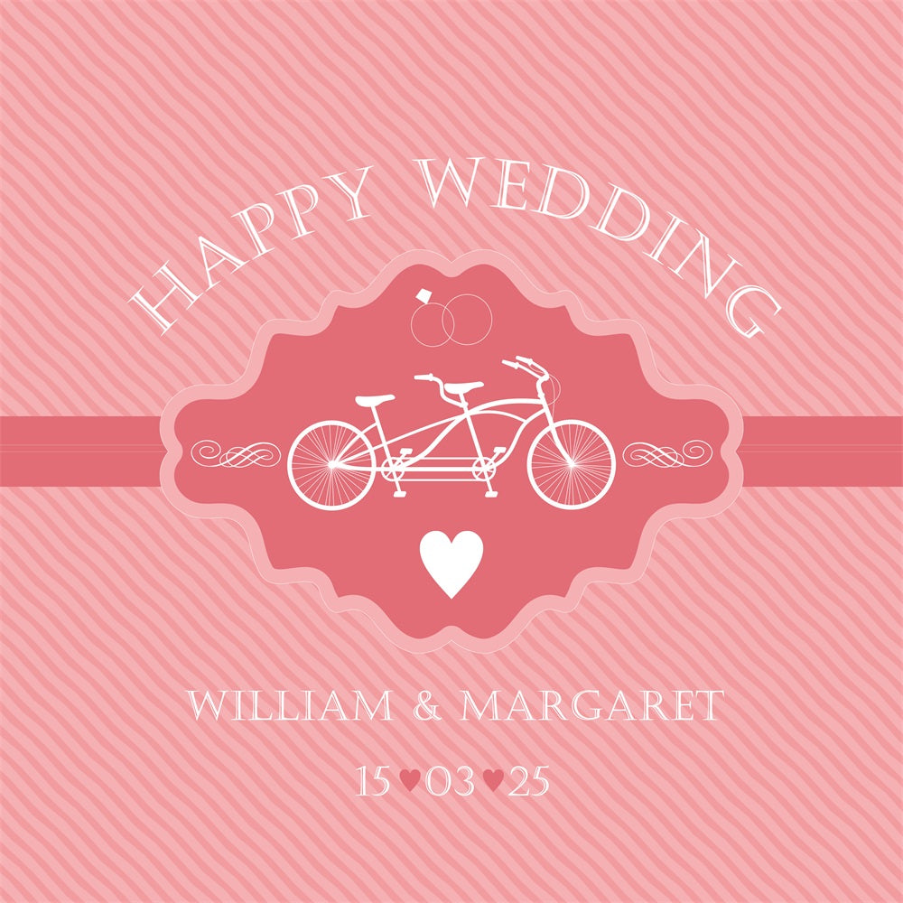 Custom Wedding Photo Backdrops Pink Tandem Bicycle Backdrop BRP12-378
