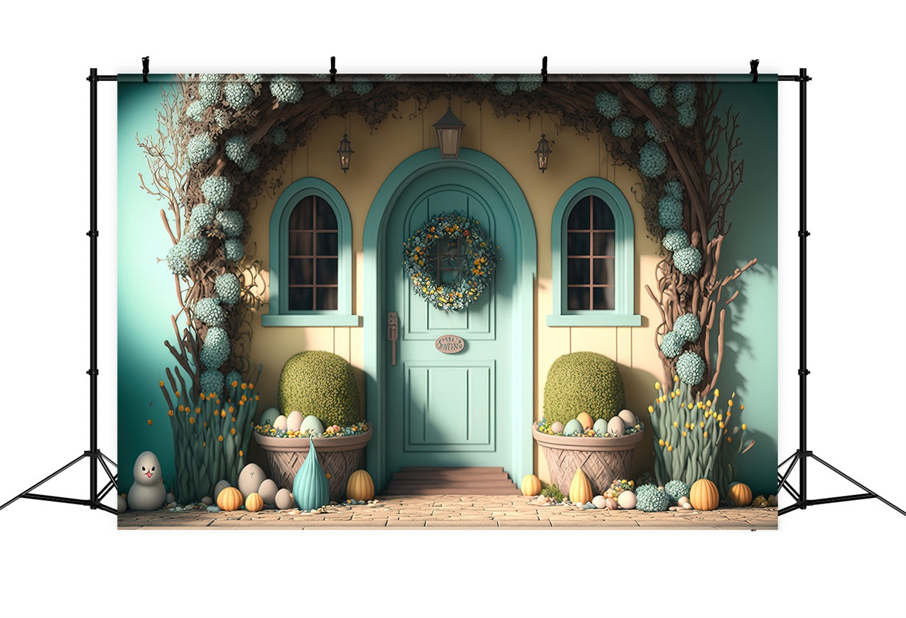 Easter Photo Backdrop Pastel Egg Garden Doorway Backdrop BRP12-390