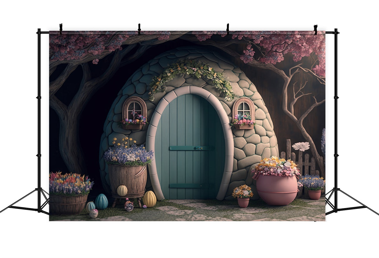 Easter Photo Backdrop Fairy Tale Easter Egg Cottage Backdrop BRP12-392