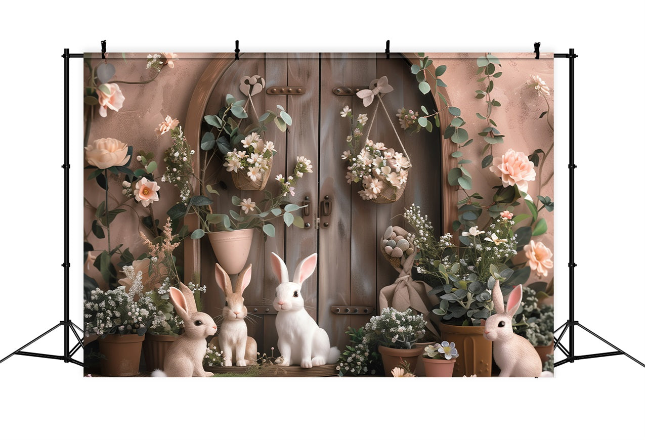 Easter Backdrop Photography Bunny Cottage Floral Decor Backdrop BRP12-393