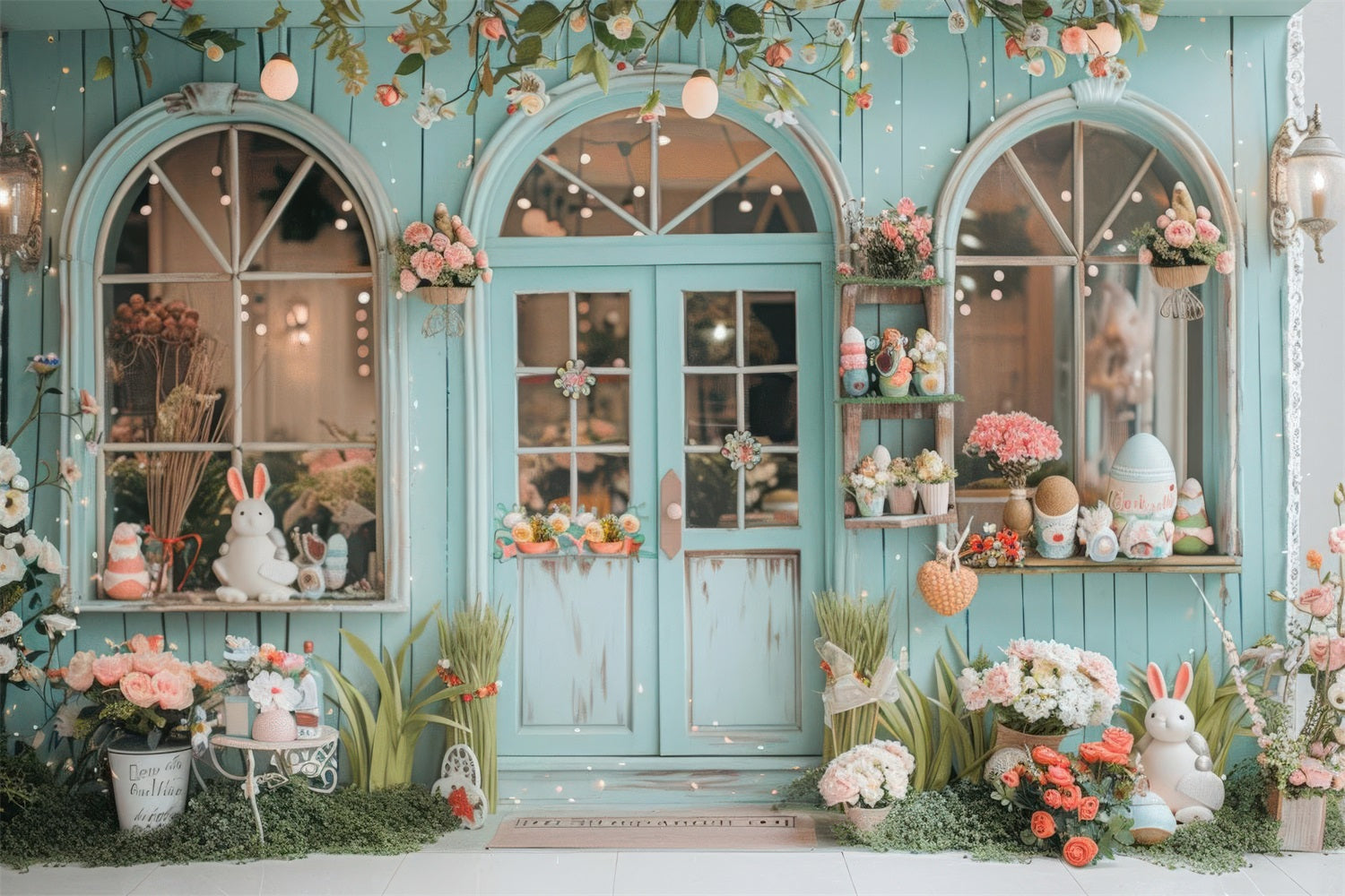 Photo Backdrops Easter Rabbit Floral Window Display Backdrop BRP12-395