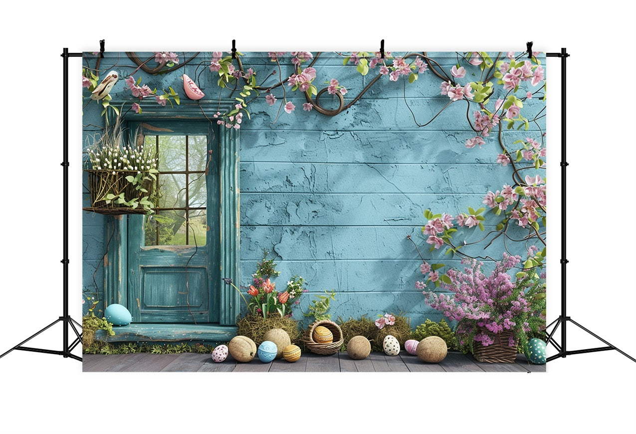 Easter Photo Backdrop Rustic Window Flower Vines Backdrop BRP12-398