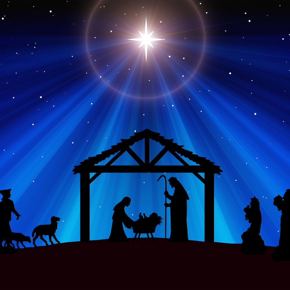 Nativity Scene Backdrop Holy Bethlehem Star Manger Backdrop BRP12-439