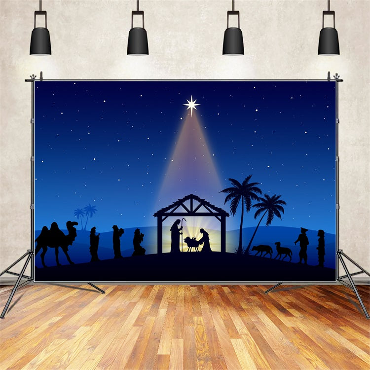 Nativity Backdrops Holy Light Manger Silhouette Scene Backdrop BRP12-440