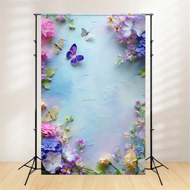 Backdrops For Spring Dreamy Floral Fluttering Butterflies Backdrop BRP12-465
