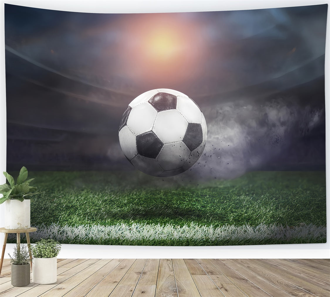Sports Day Backdrop Flying Football Grass Debris Backdrop BRP12-580