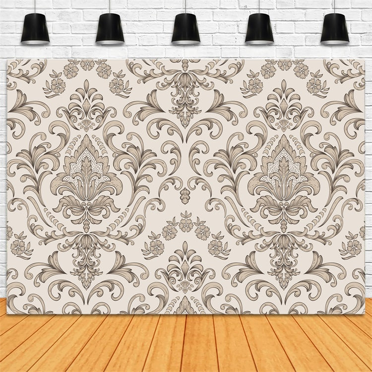 Damask Backdrops Elegant Brown Floral Decorative Backdrop BRP12-611