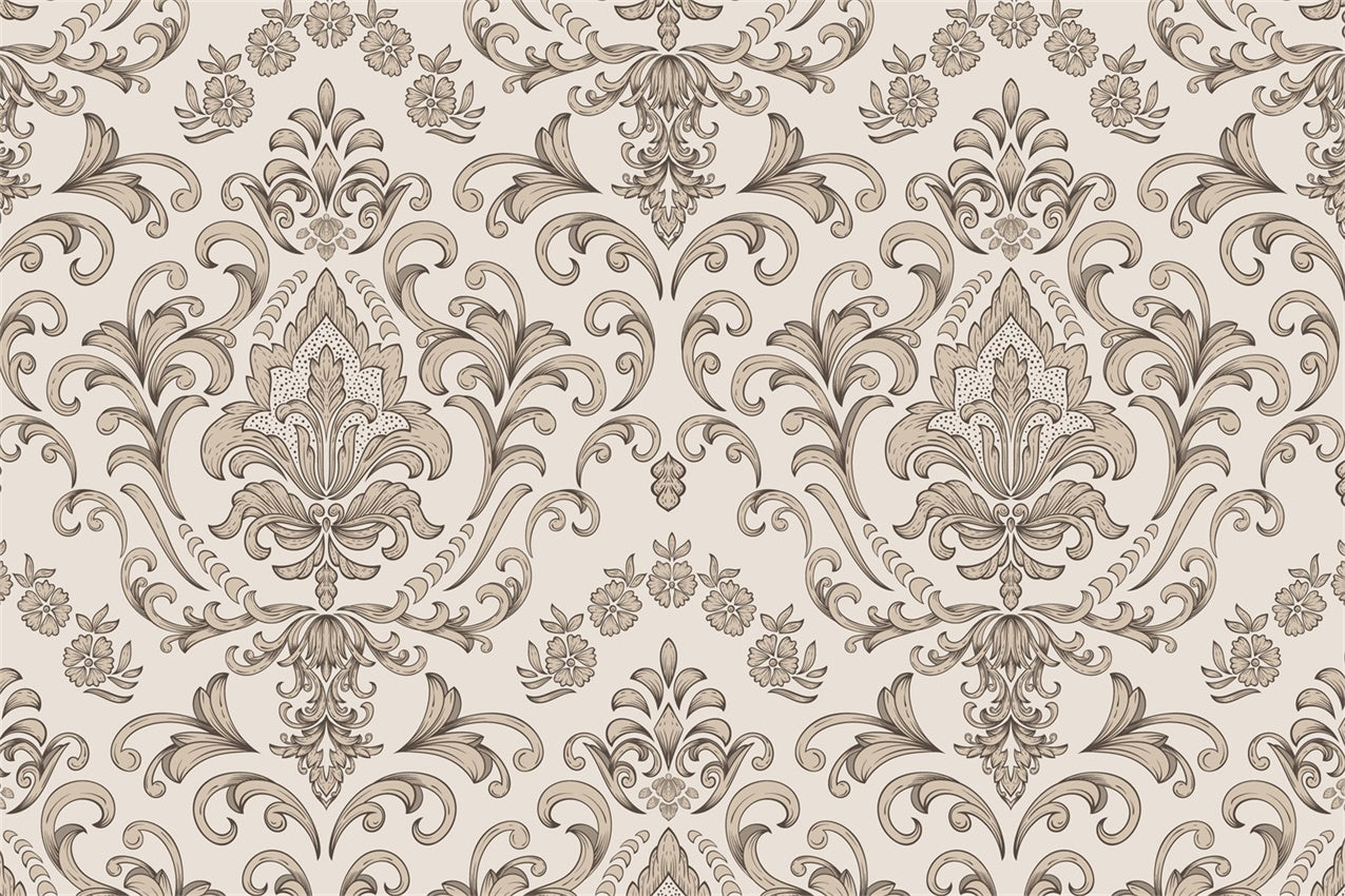 Damask Backdrops Elegant Brown Floral Decorative Backdrop BRP12-611