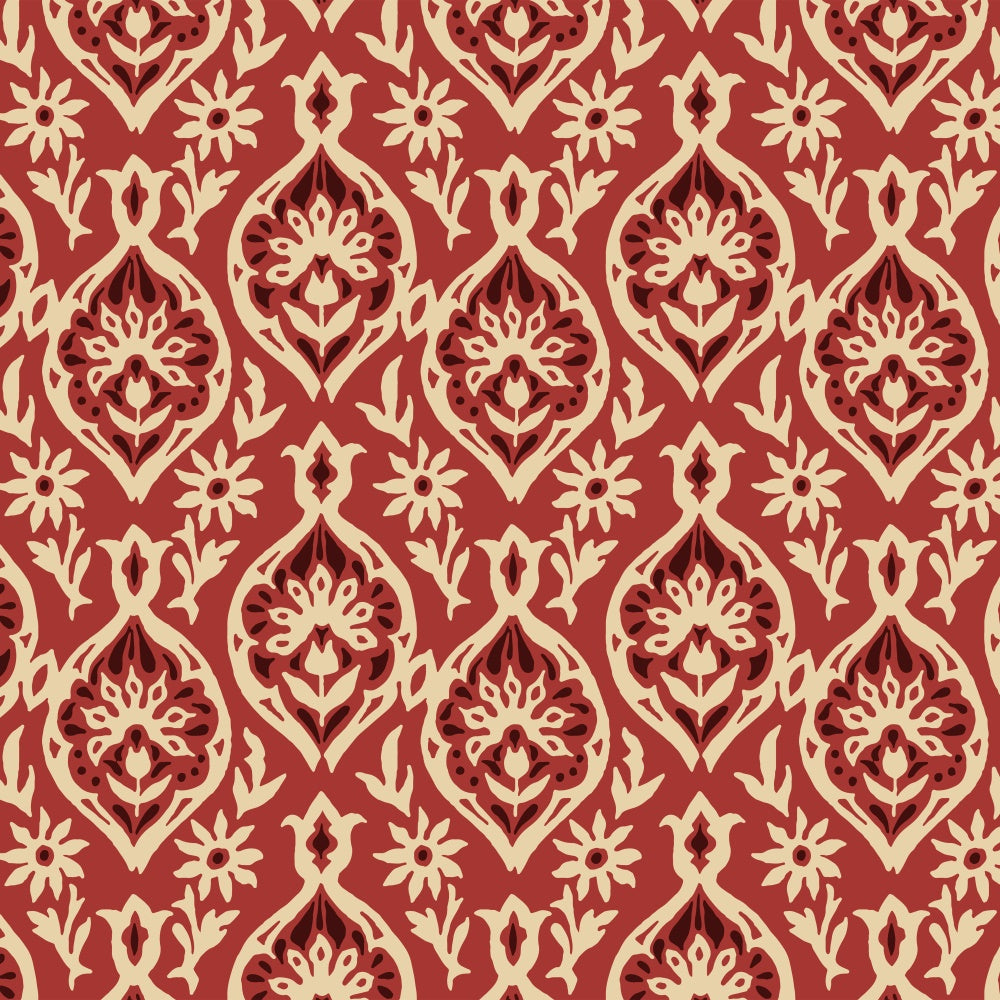 Damask Photo Backdrops Vintage Red Ivory Floral Backdrop BRP12-619