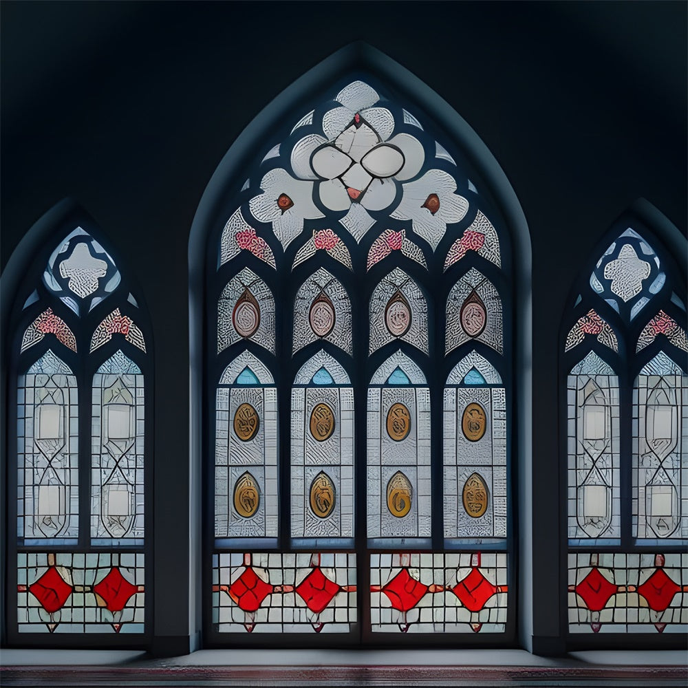 Church Backdrop Design Stained Glass Arched Window Backdrop BRP12-708