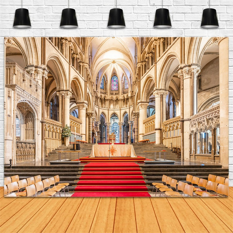 Church Backdrops Cathedral Altar Red Carpet Backdrop BRP12-713