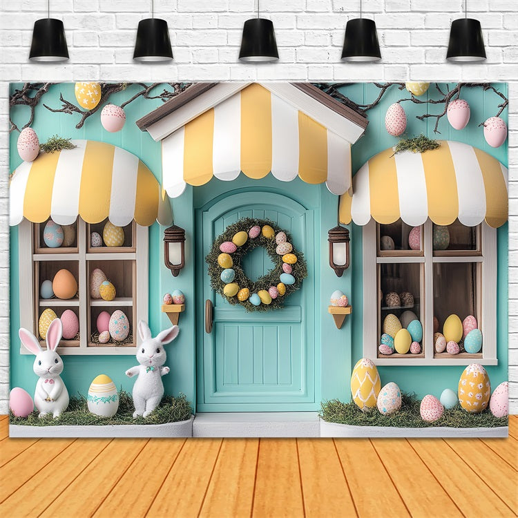 Easter Backdrops Photography Whimsical Bunny Store Scene Backdrop BRP12-734