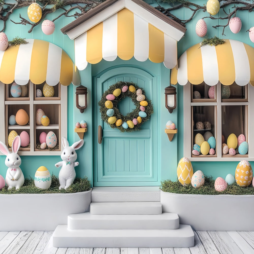Easter Backdrops Photography Whimsical Bunny Store Scene Backdrop BRP12-734