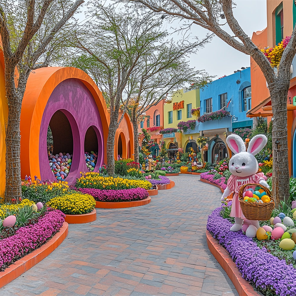 Easter Photography Backdrop Colorful Easter Egg Town Backdrop BRP12-745