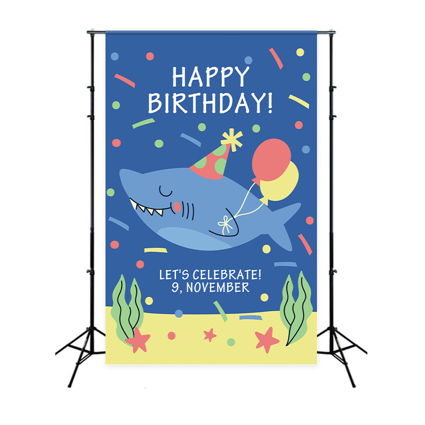 Customised Birthday Backdrop Smiling Shark Photography Backdrop BRP2-106