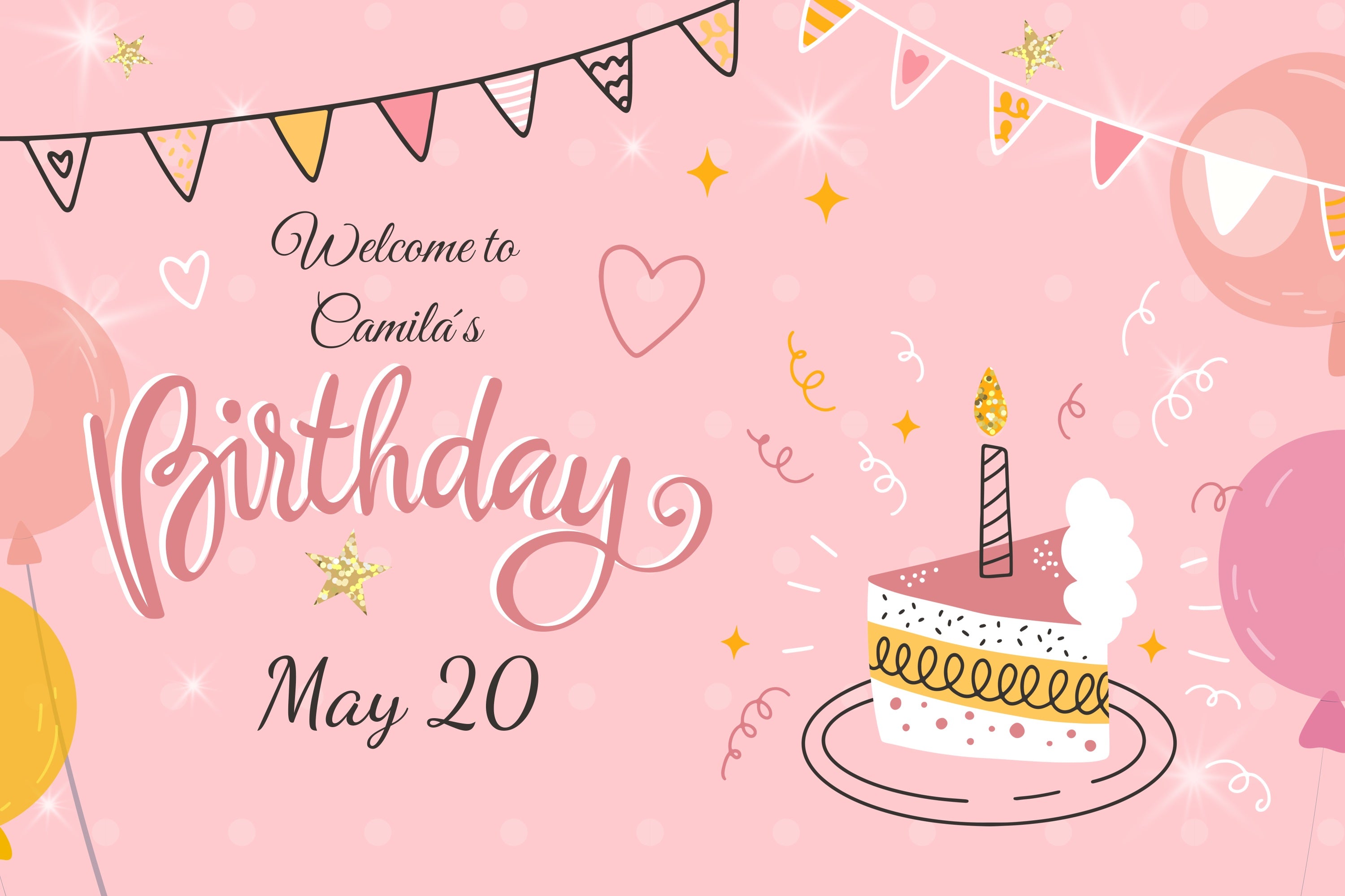 Custom Backdrop Birthday Sweet Cake Balloons Decorations Backdrop BRP2-140