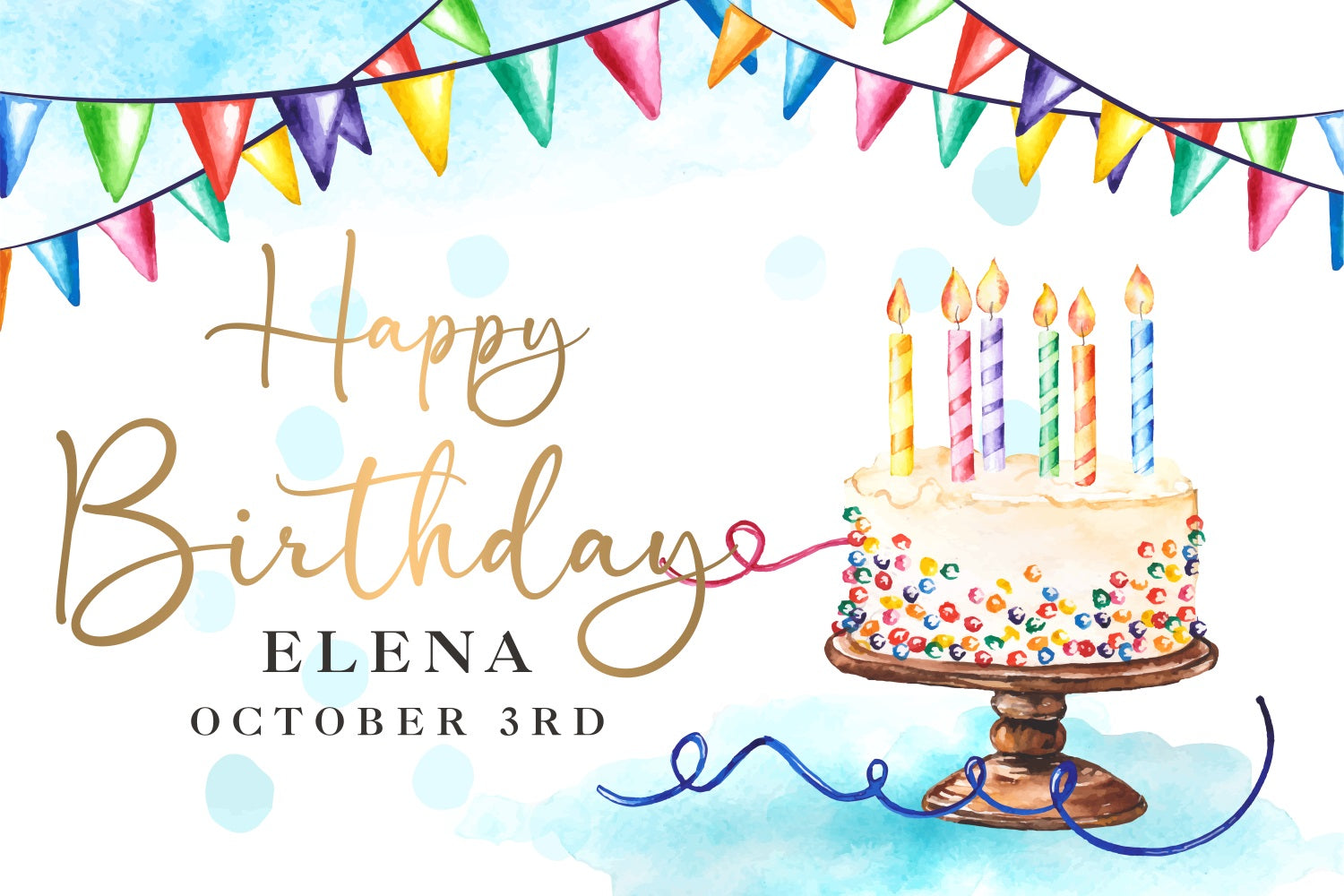 Birthday Backdrop Custom Colorful Flags Candle Cake Backdrop BRP2-141