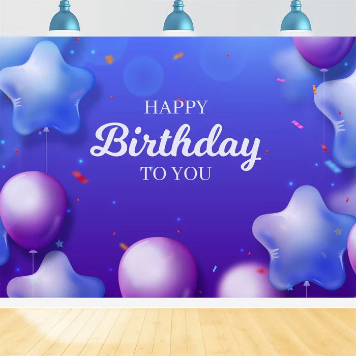 Personalised Birthday Backdrop Purple Star Balloon Backdrop BRP2-145