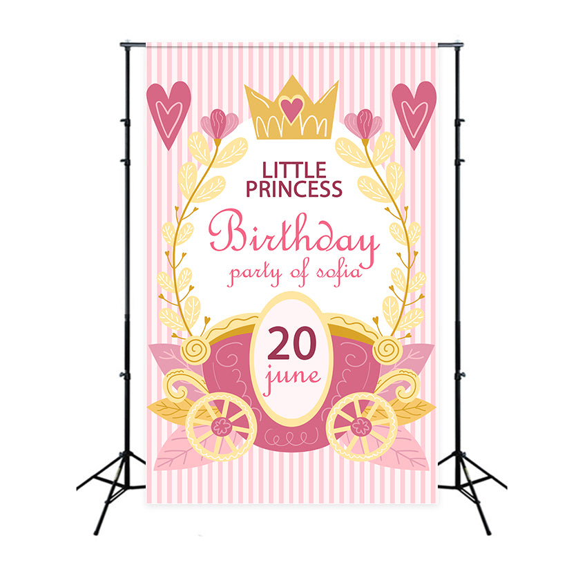 Customized Birthday Backdrops Pink Crown Little Princess Backdrop BRP2-166