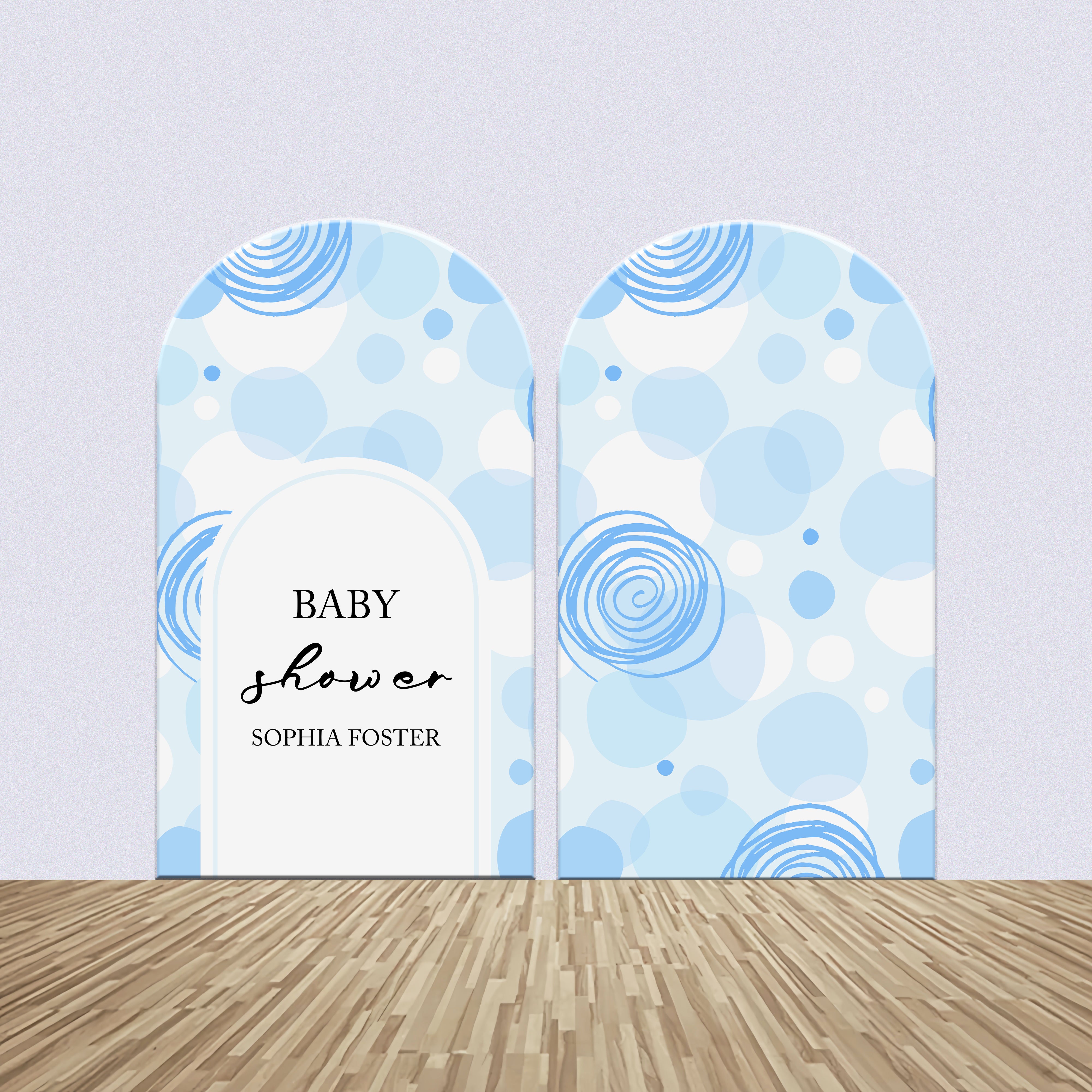Customized Baby Shower Backdrop Modern Minimalist Blue Backdrop Kit BRP2-189