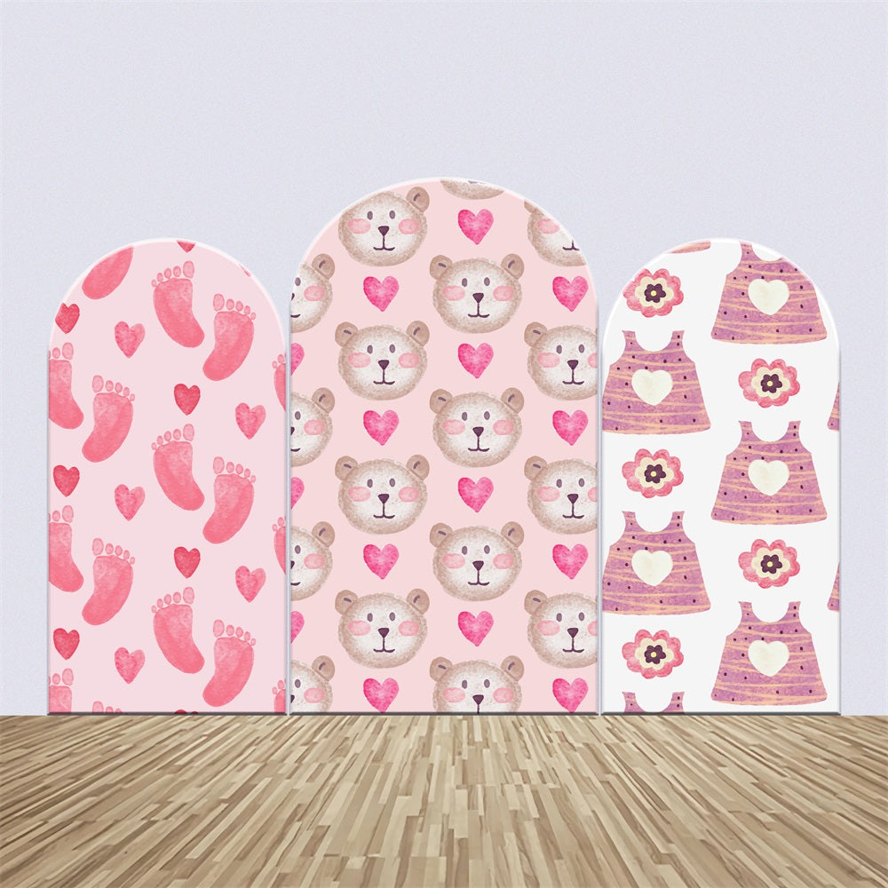 Custom Backdrop For Baby Shower Sweet Pink Teddy Arch Backdrop Kit BRP2-198