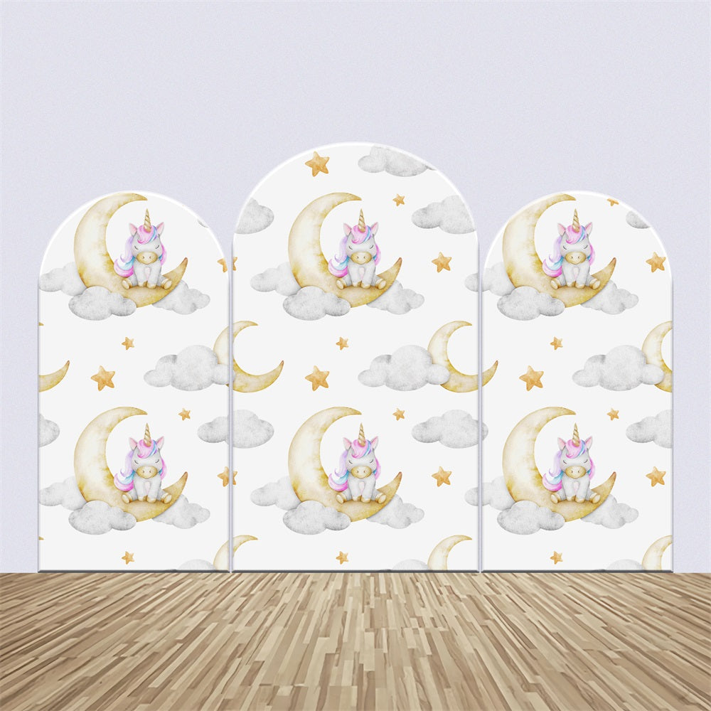 Personalized Baby Shower Backdrops Magical Unicorn Moon Backdrop Kit BRP2-200