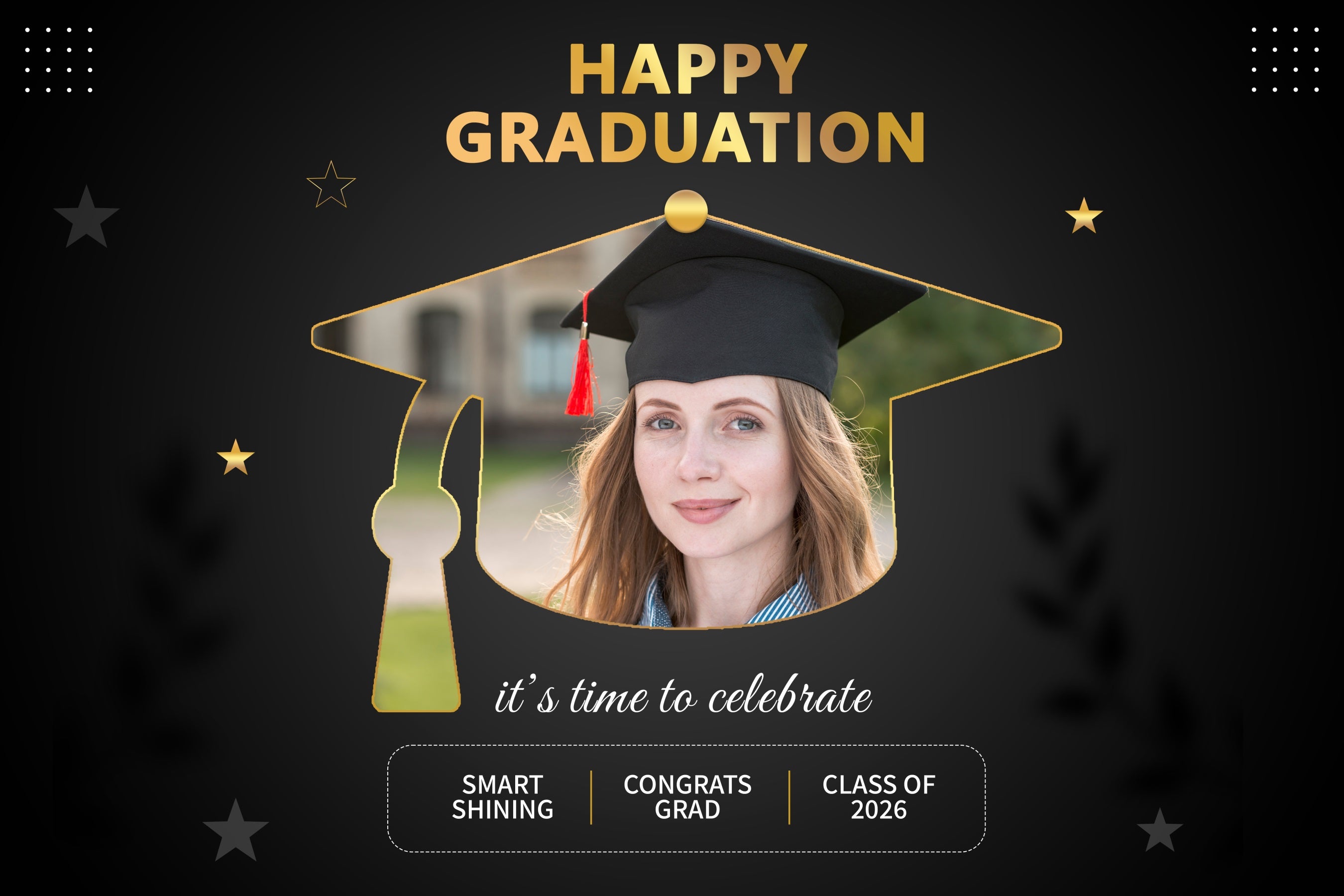 Personalized Graduation Backdrops Elegant Black Graduation Party Backdrop BRP2-278