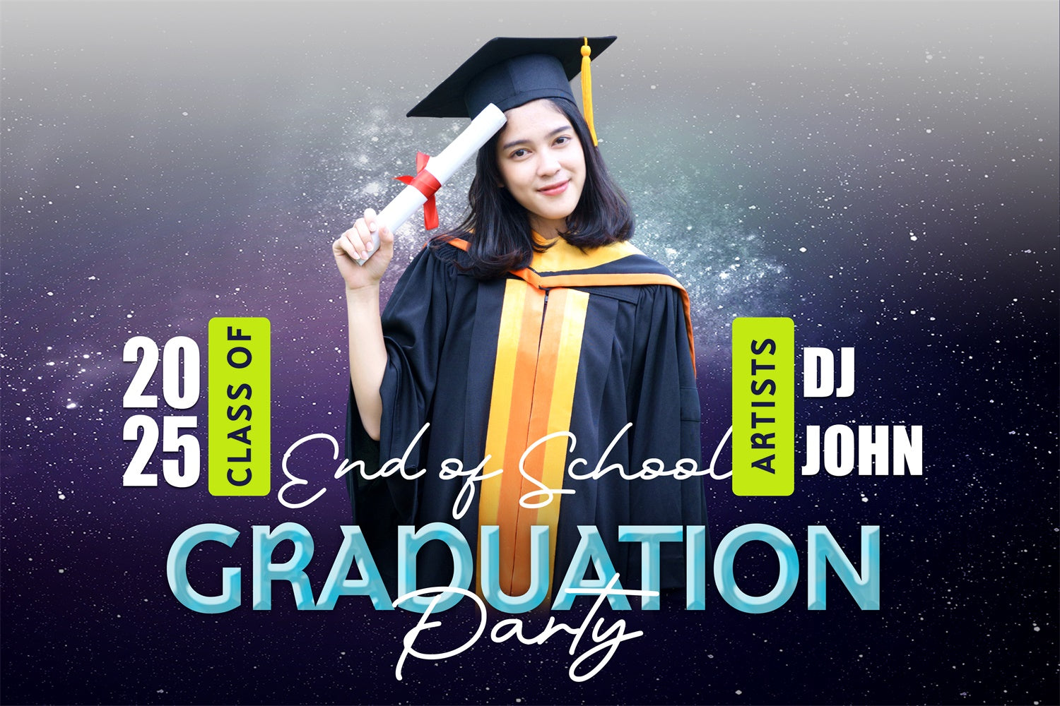 Custom Graduation Backdrops Galactic Themed Graduation Party Backdrop BRP2-279