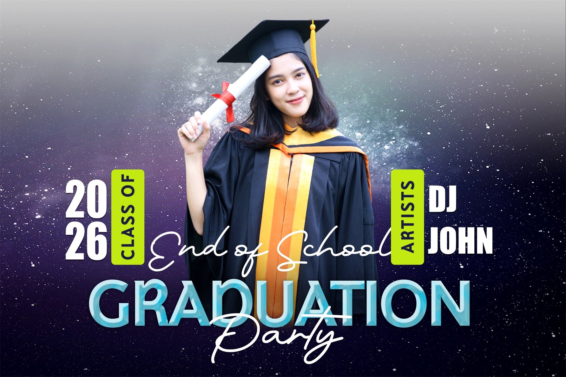 Custom Graduation Backdrops Galactic Themed Graduation Party Backdrop BRP2-279